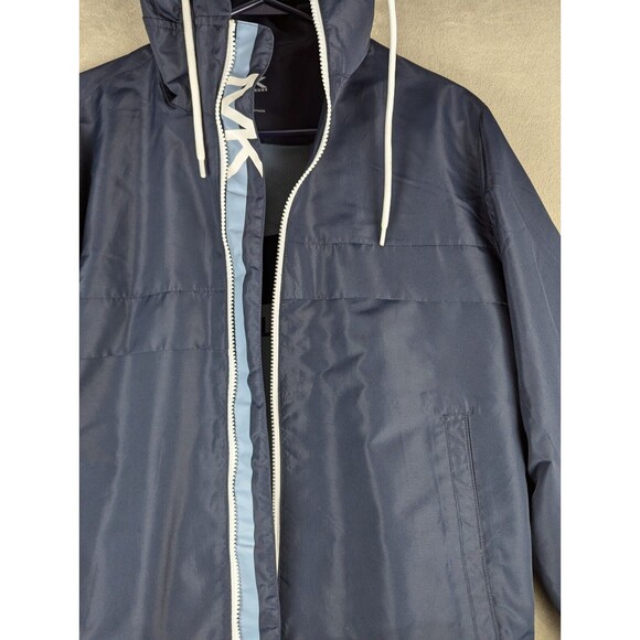 MICHAEL KORS MIDNIGHT BLUE S LOGO TAPE HOODED WOVEN WINDBREAKER JACKET MENS - Picture 3 of 14